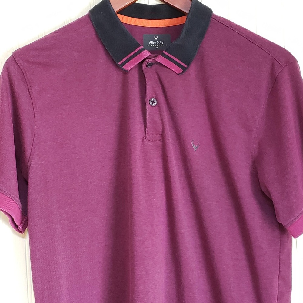 Allen Solly AIRPORTABLE Polo Shirt Mens M Purple Stretch Short Sleeve Knit Top